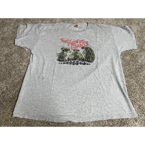 Vintage 90s They Might Be Giants Shirt Size XL Dial Song Bug Band Tee Thrashed